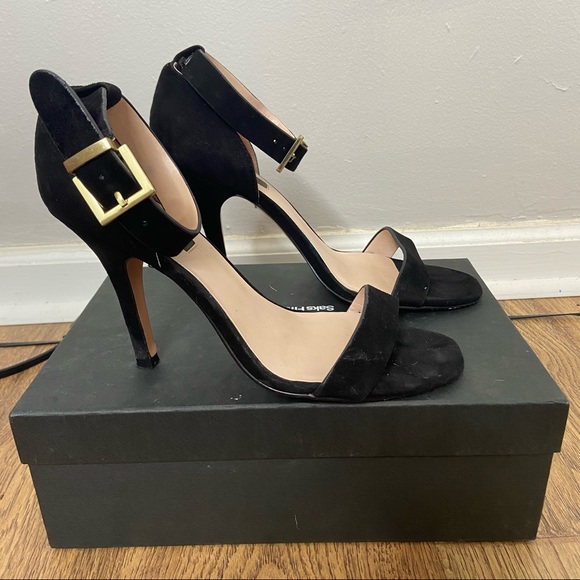 Saks Fifth Avenue Black Yvette Suede Heels 8.5 - Picture 1 of 6